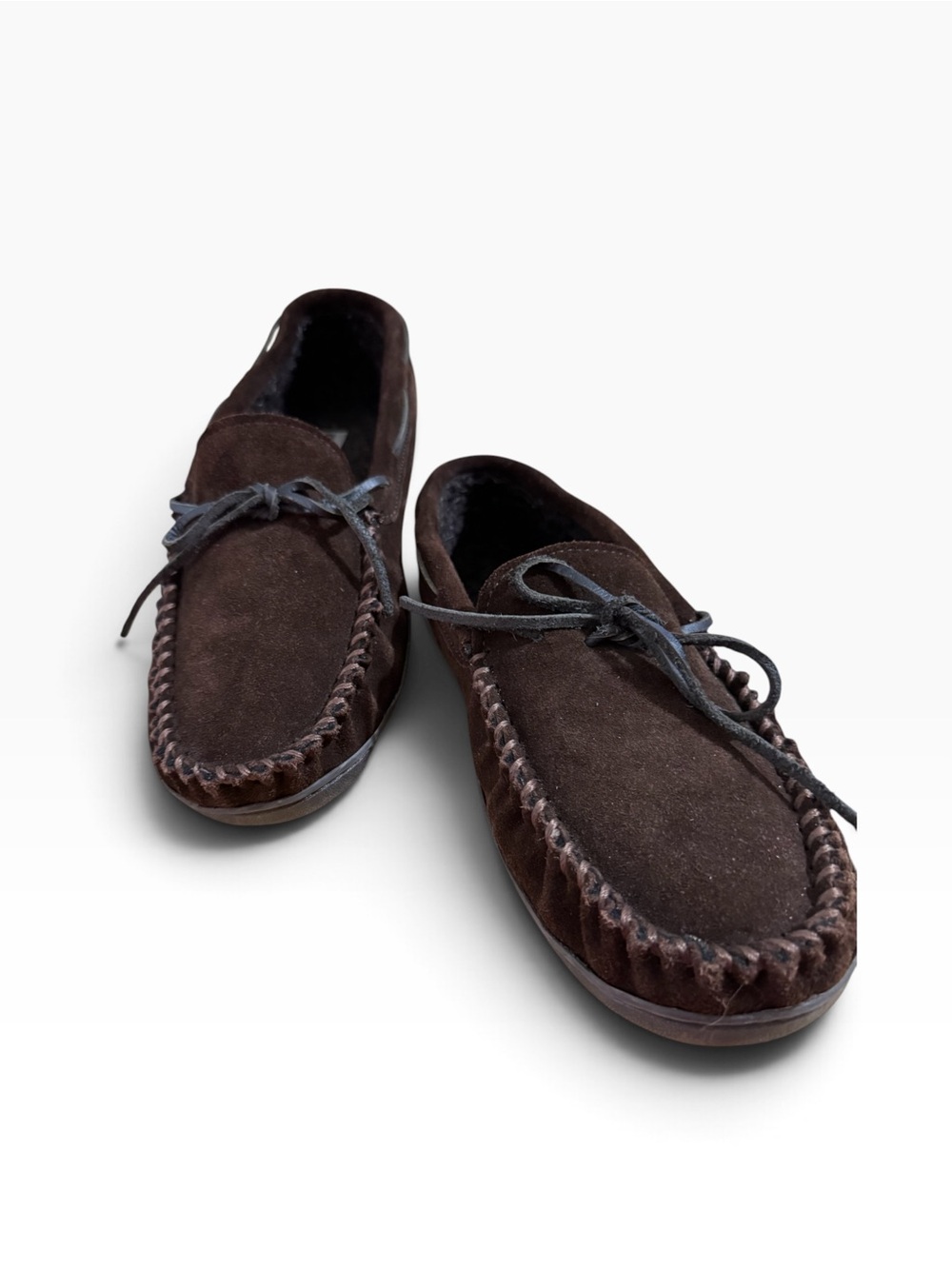 Minnetonka Men's Casey Moccasin Slippers in Chocolate Suede